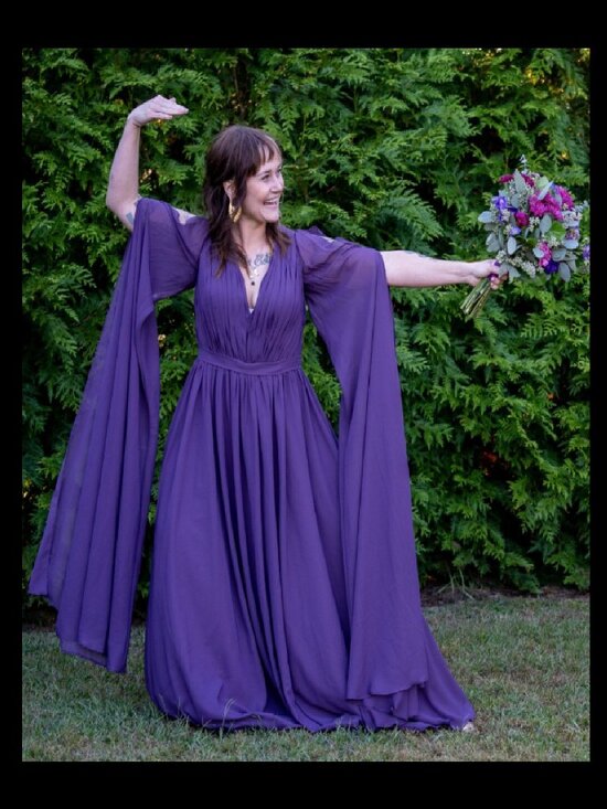 JJs House Dresses & Skirts - Naoma Cape Chiffon Maxi Dress